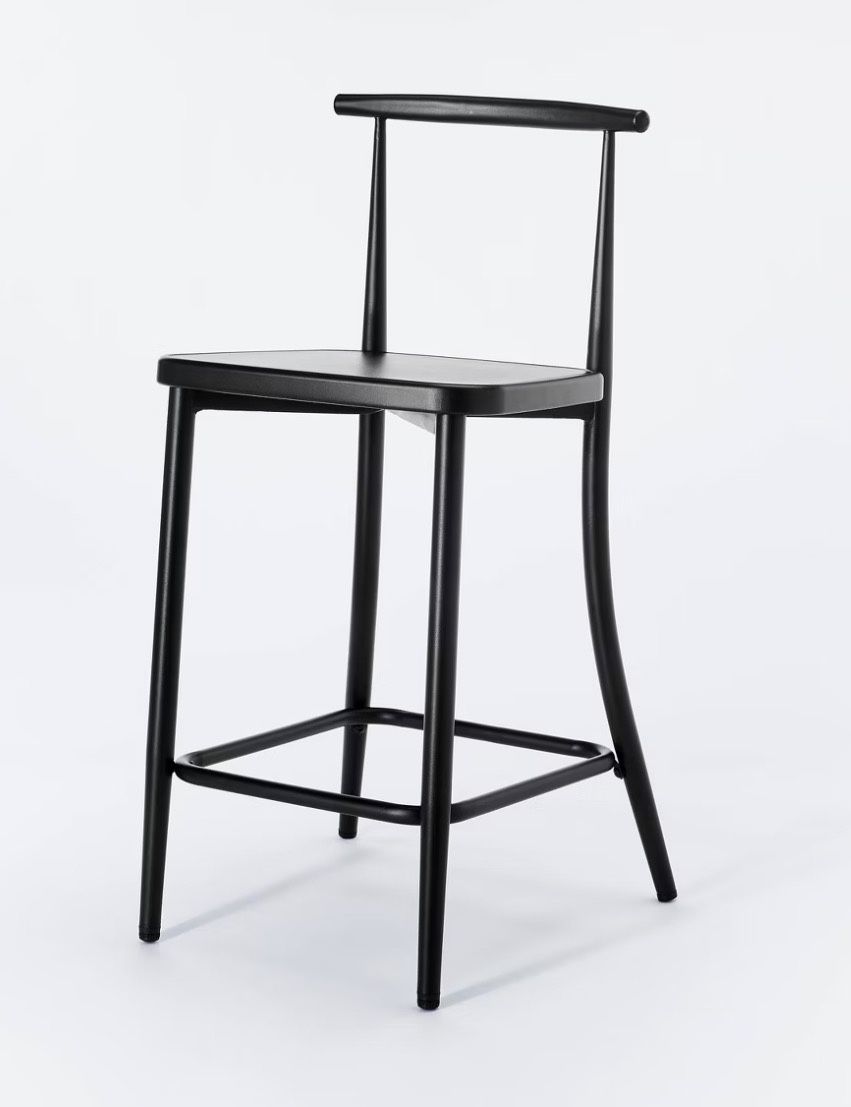 4 X Black Metal Modern Barstools