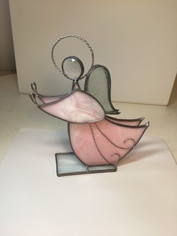 Beautiful Pink Stained Glass Angel