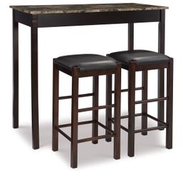 Brown 3-Piece Table Faux Marble Tavern Set