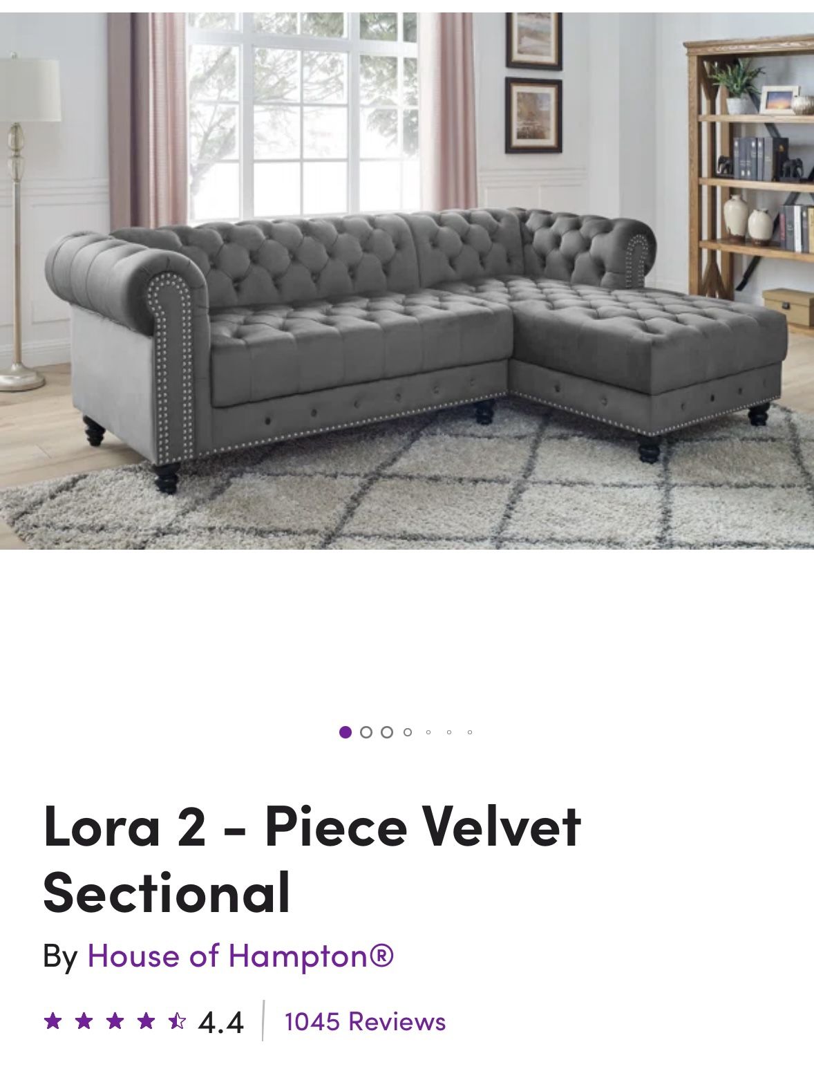 Grey Velvet Sectional Couch