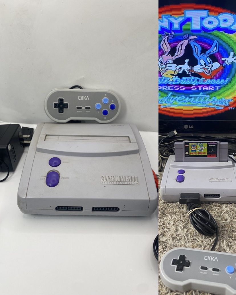 Super Nintendo Junior Console SNES Jr. SNS-101 W/ Controller & Cords Tested OEM