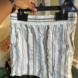 LOFT Blue, Gray and White Striped Skirt