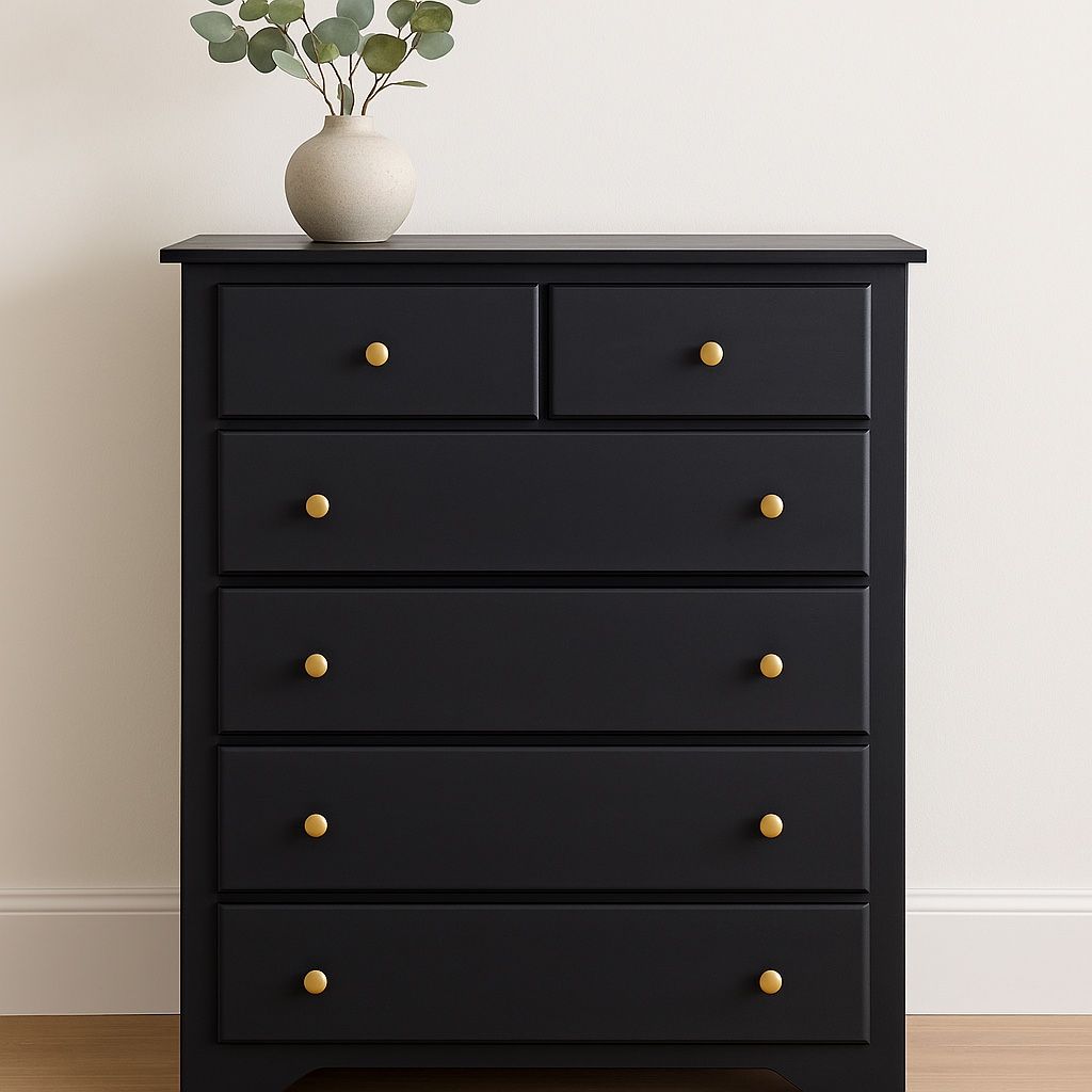 Matte Black Dresser- Gold knobs
