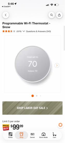 Programmable Wi-Fi Thermostat – Snow