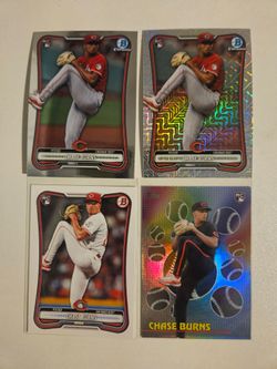 Chase Burns RC Baseball Card Lot (4 Cards)