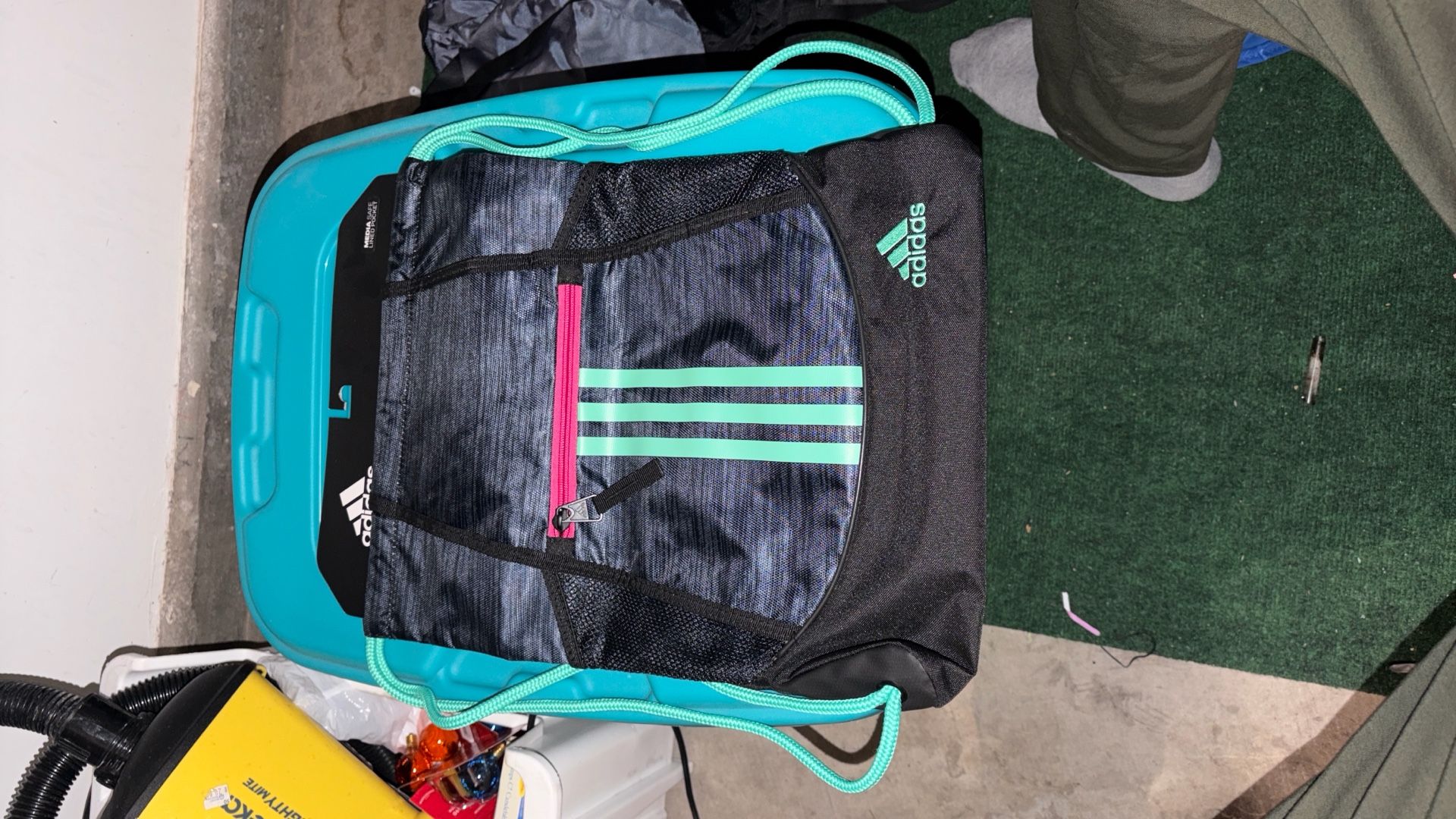 Adidas Alliance II Sackpack – Black/Teal – Brand New