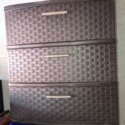 Sterilite 3 Drawer Wide Weave Storage Tower, Plastic Drawers to Organize Clothes in Bedroom, Closet, 2-Pack, Brown