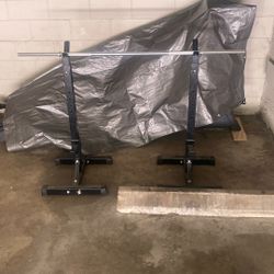 5 ft x 1” barbell with stand and doorway pull up bar