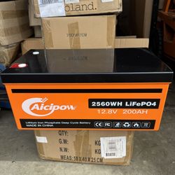 Aicipow 2560Wh (12.8V 200Ah) LiFePO4 Battery