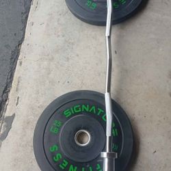 Ez Curl Bar and Bumper Plate 25 Set