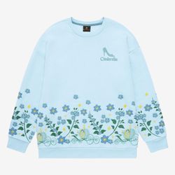 Disney Princess Cinderella Embroidered Floral Oversized Sweatshirt In Size Large