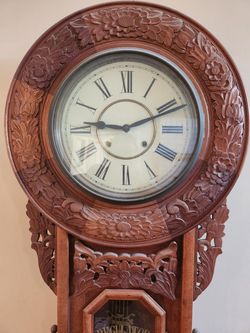 Carved Wood Mechanical Regulator Pendulum Wall Clock