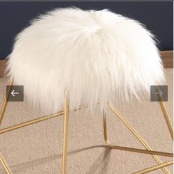 White sierra faux fur vanity stool