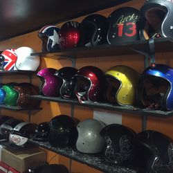 New Retro Dot Open Face Bobber Café Racer Motorcycle Helmet s $75 +