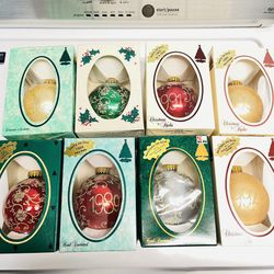 8 Vintage Masters Of Silk Christmas Vintage  Ornaments New In Box