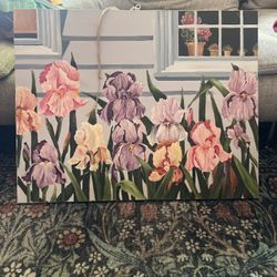 Original Iris Garden Painting – Spring Floral Wall Art