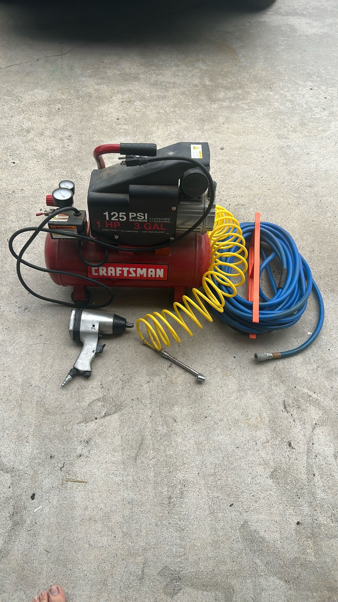 Craftsman Air Compressor/Hoses/ Impact Gun