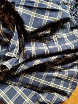 Navy Blue & Gray Tan Poly/cotton Fabric 5 Yards By 60 Inches 