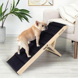 2026 Upgraded Dog Ramp For Bed - Foldable Small Large Dog Ramp For Couch - 6 Adjustable Height From 13" To 24" - Portable Pet Stairs With Non-Slip Pad