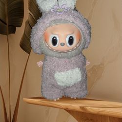 Plush set purple rabbit furry warm clothes for labubu ver 1