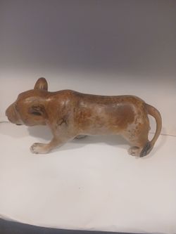 Wood Lion Figurine Sculpture