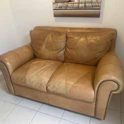 Camel Leather Àrm Loveseat Sofa