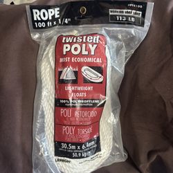 1/4” wTwisted Poly Rope 100’