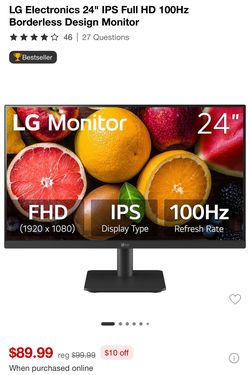 LG 24” IPS Full HD 100Hz Borderless Design Monitor