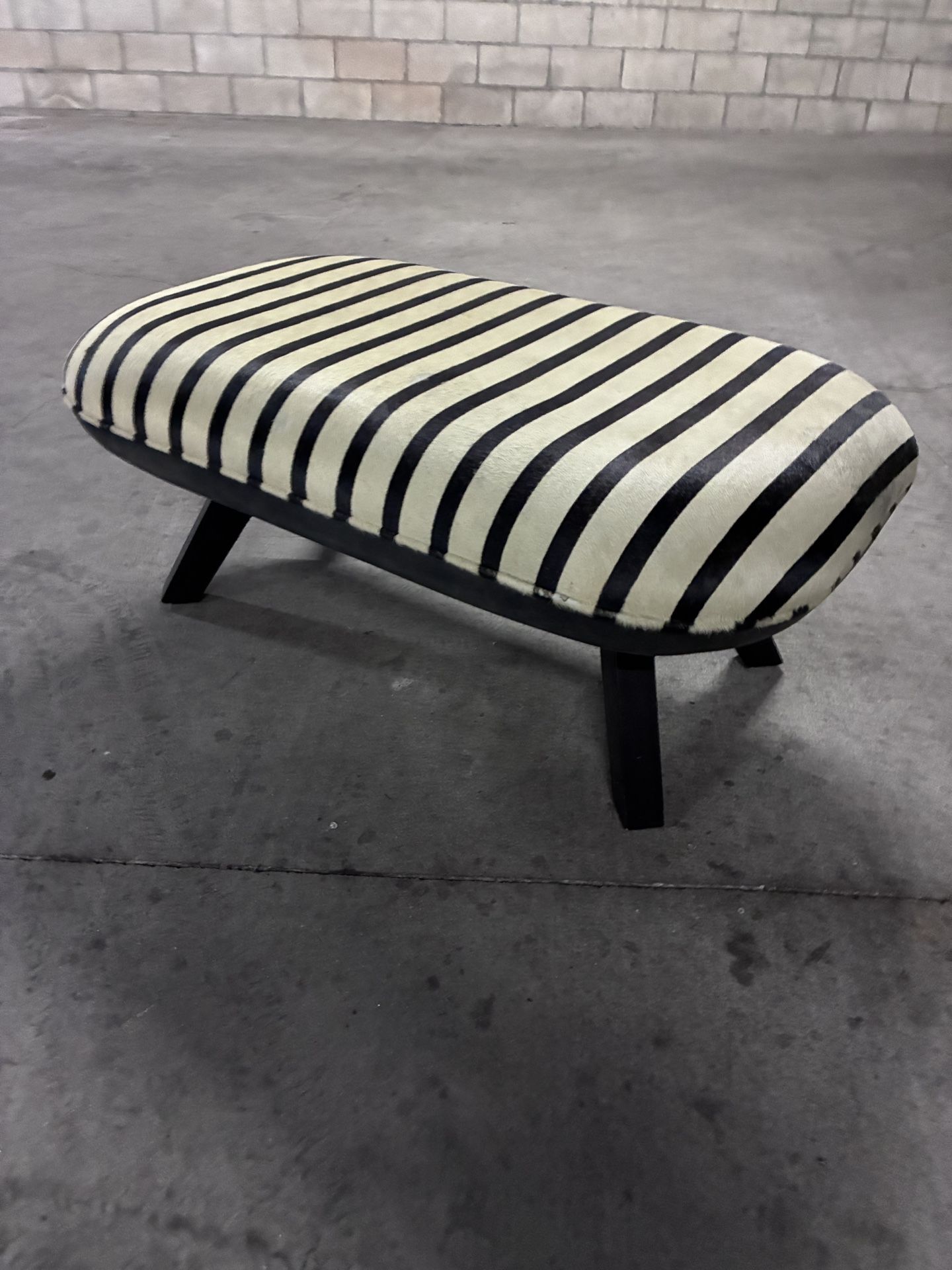 Striped Hair-on-Hide Bench/Ottoman — $400