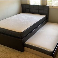 Full/twin Size Frame And Mattresses 