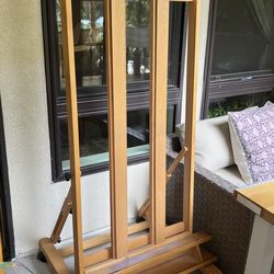 Large Wooden Artist Easel – Adjustable Studio Easel on Wheels