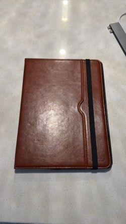 Brown Leather Portfolio Case / Tablet Sleeve - Professional Look, Excellent Condition (iPad Mini)