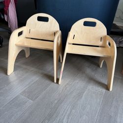 Wood Designs Woodie Chairs Toddler Seat 9” Set of 2 Handles Early Learning Birch