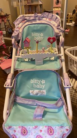 American Girl Bitty Baby Double Stroller W Accessories