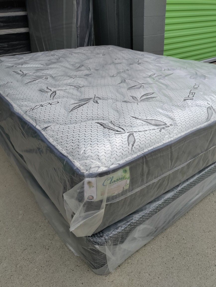 Queen Regular Mattress With Box Spring Brand New Orthopedic