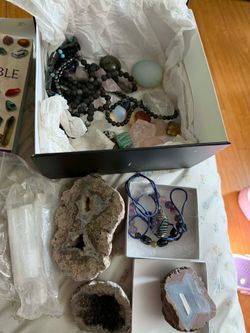 Crystals and book
