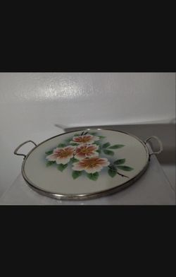 MID CENTURY - VTG PORCELAIN  TRAY / CAKE PLATE 12"