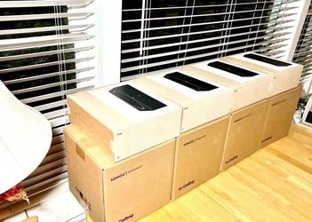 Sonos (4) complete sets of In ceiling speakers with Amps.  Brand new sealed. Includes warranty.