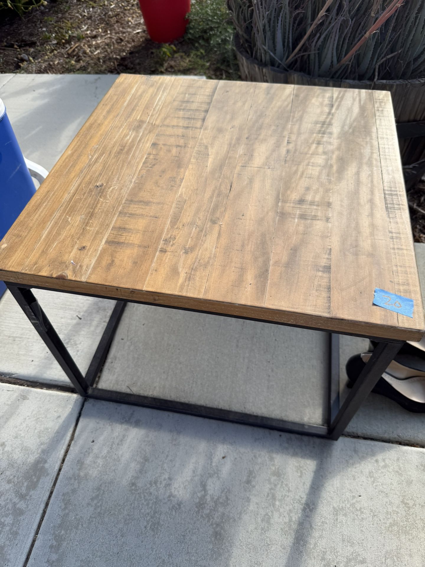 wood and metal side table