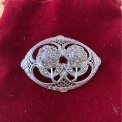 Ladies Vintage 925 Sterling Silver Brooch Pin