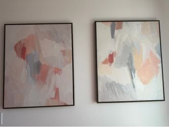 Selling a pair of abstract canvas art
