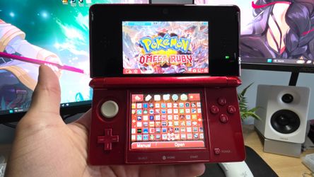 Nintendo 3DS Flame Red 32GB of games, charger, charging dock,