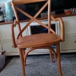 Single Solid Wood Chair With Cane Seat.