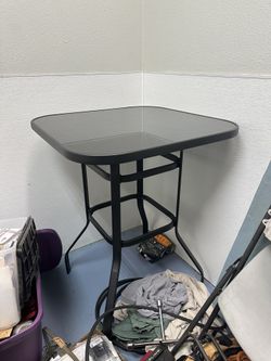 Smoked Glass And Metal Bistro Table