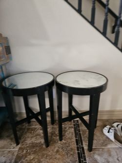 2 Round Mirror Tables 