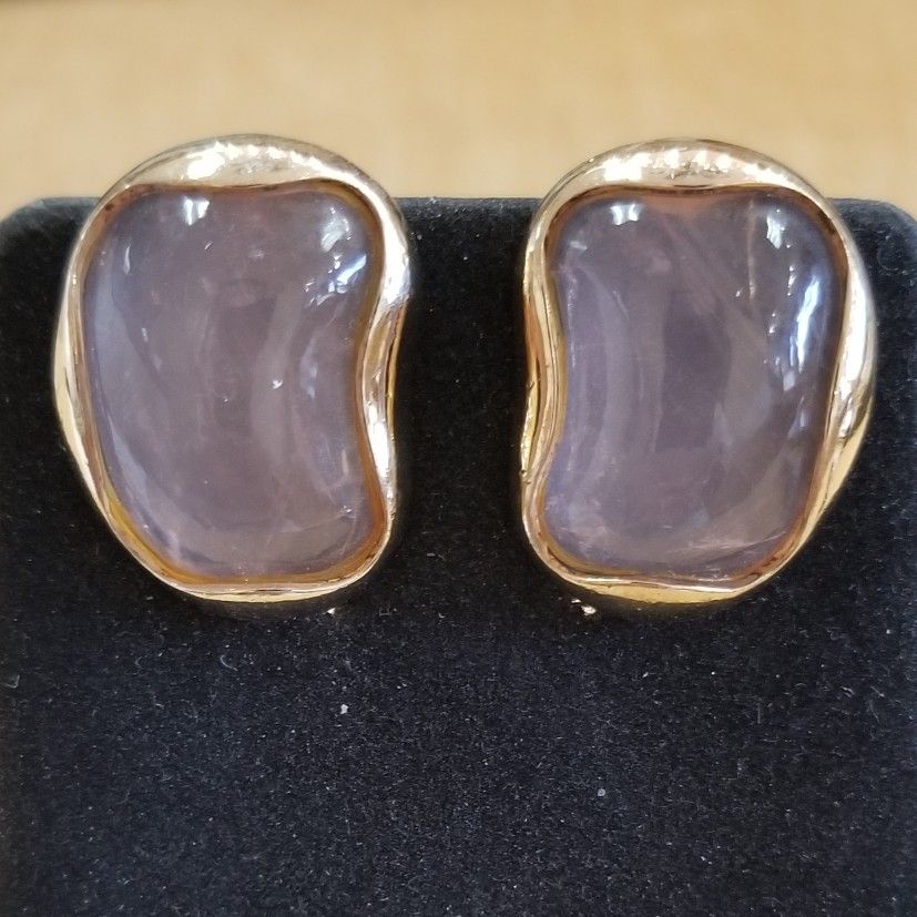 Earrings Gold Plated Sterling Silver Rose Quartz.