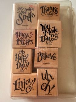 Wood Mounted Rubber Stamp Set – 8 Pieces