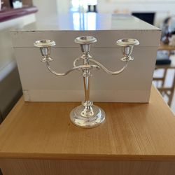 Silver-Tone 3-Arm Candelabra — Elegant & Never Tarnished