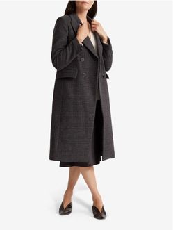 CLUB MONACO Jemma Plaid Coat, Charcoal Large $ 479