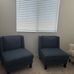  Fabric Accent Chair Blue -2 Chairs